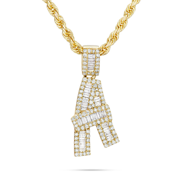 10K Gold 1.20ct Baguette Diamond Initial Pendant