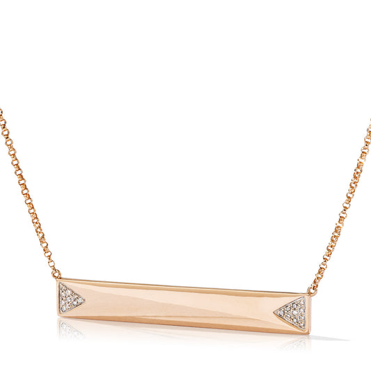 14k Rose Gold Engravable 0.20ct Diamond Bar Pendant