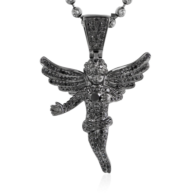 10k Black Gold 1.70ct Angel Pendant