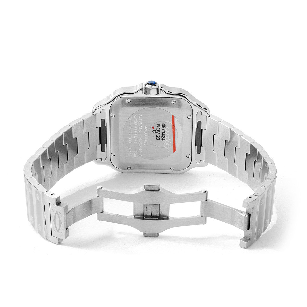 Cartier Santos Blue Dial Watch Stainless Steel