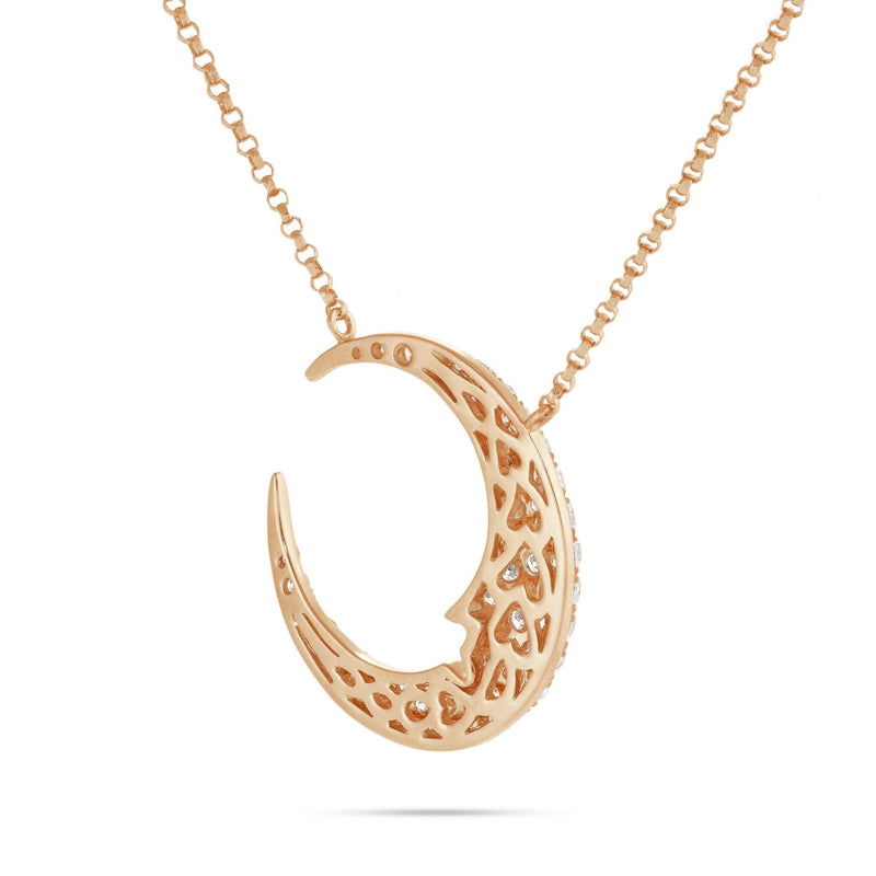 18K Gold 0.93ct Crescent Moon Diamond Necklace