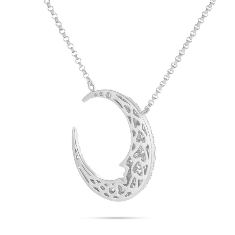 18K Gold 0.93ct Crescent Moon Diamond Necklace