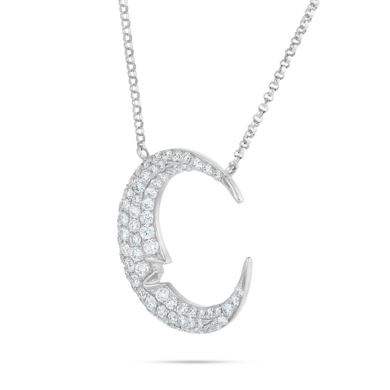 18K Gold 0.93ct Crescent Moon Diamond Necklace