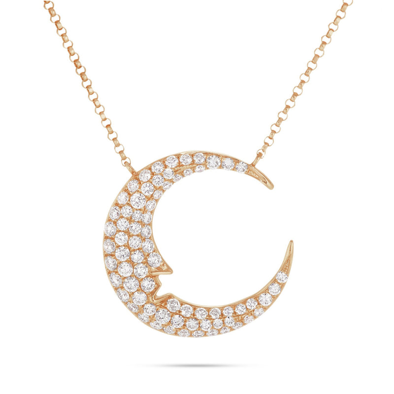 18K Gold 0.93ct Crescent Moon Diamond Necklace