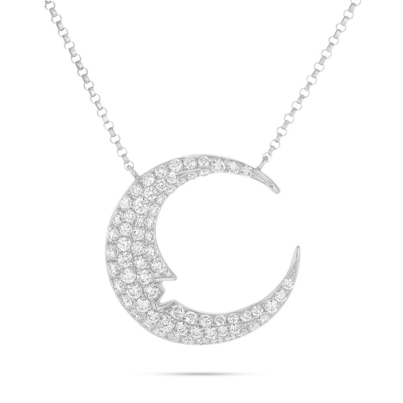 18K Gold 0.93ct Crescent Moon Diamond Necklace