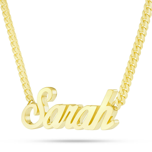 YOUR NAME - Solid Gold Medium Cuban Name Necklace