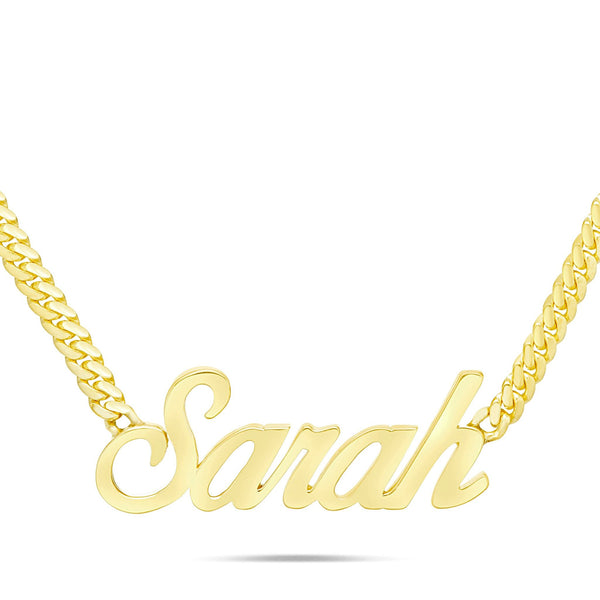 YOUR NAME - Solid Gold Medium Cuban Name Necklace