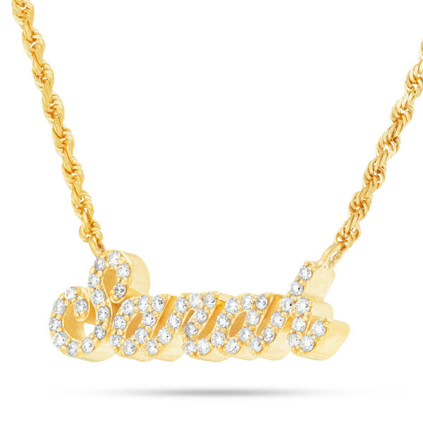 YOUR NAME - Custom Medium Gold & Diamond Cursive Name Necklace
