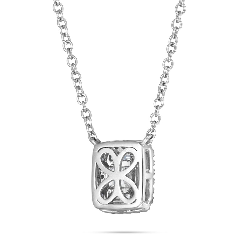 18K White Gold 0.39ct Baguette Diamond Cluster Necklace