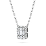 18K White Gold 0.39ct Baguette Diamond Cluster Necklace