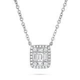 18K White Gold 0.39ct Baguette Diamond Cluster Necklace