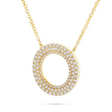 18K Gold 0.68ct Diamond Halo Circle Necklace