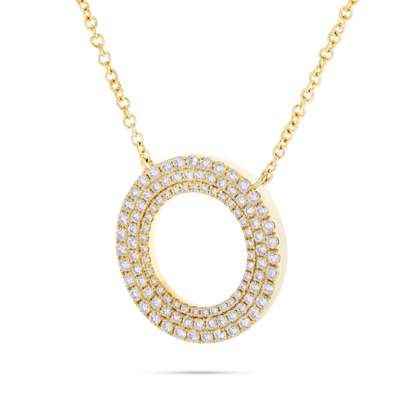 18K Gold 0.68ct Diamond Halo Circle Necklace