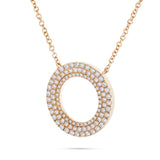 18K Gold 0.68ct Diamond Halo Circle Necklace