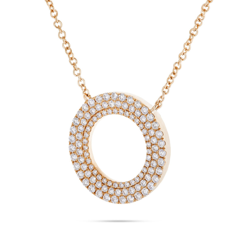 18K Gold 0.68ct Diamond Halo Circle Necklace