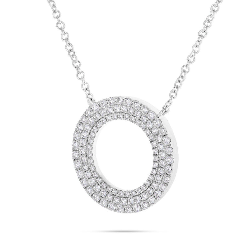 18K Gold 0.68ct Diamond Halo Circle Necklace