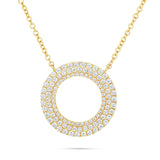 18K Gold 0.68ct Diamond Halo Circle Necklace