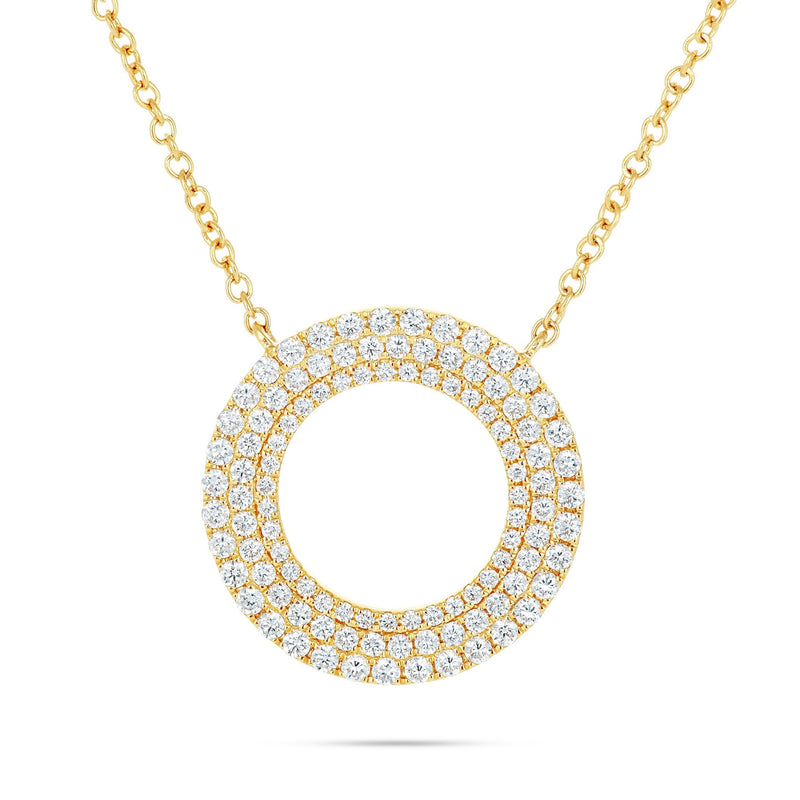 18K Gold 0.68ct Diamond Halo Circle Necklace