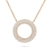 18K Gold 0.68ct Diamond Halo Circle Necklace