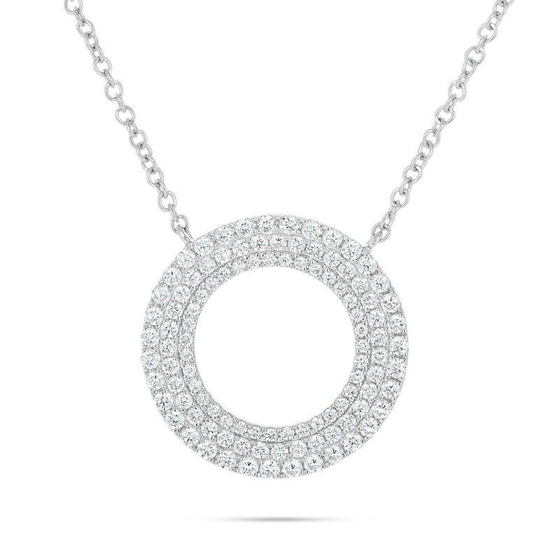 18K Gold 0.68ct Diamond Halo Circle Necklace