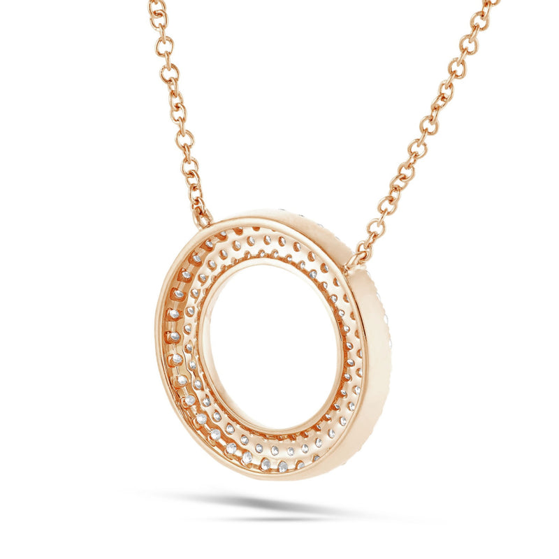 18K Gold 0.68ct Diamond Halo Circle Necklace