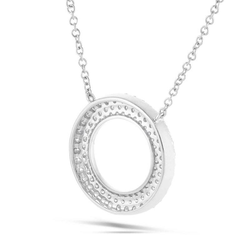 18K Gold 0.68ct Diamond Halo Circle Necklace