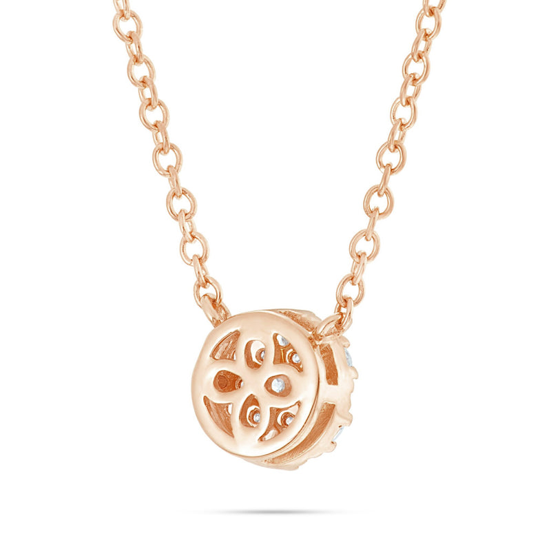 18K Gold 0.34ct Diamond Flower Cluster Circle Necklace