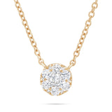 18K Gold 0.34ct Diamond Flower Cluster Circle Necklace