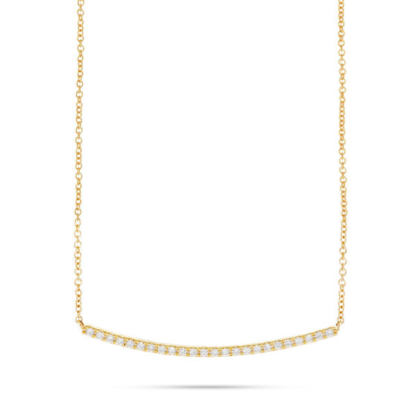 18K Gold 0.28ct Curved Bar Diamond Necklace