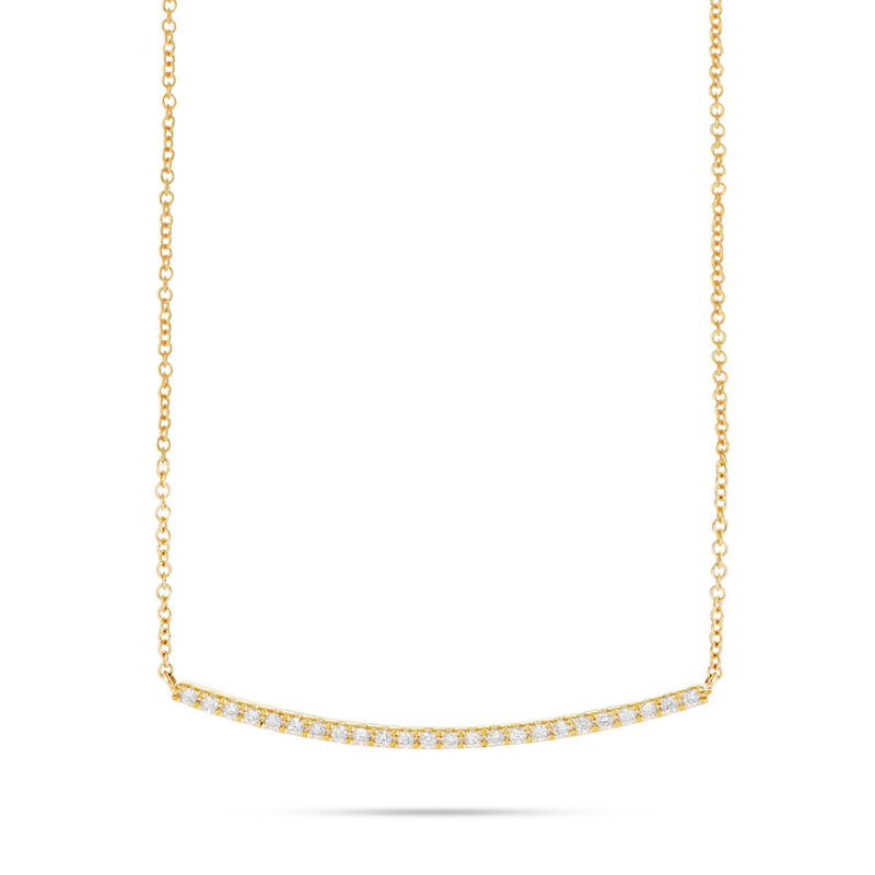 18K Gold 0.28ct Curved Bar Diamond Necklace