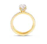 Custom 14K Yellow Gold 3.15ct Oval Diamond Eternity Wedding Ring Set