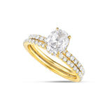 Custom 14K Yellow Gold 3.15ct Oval Diamond Eternity Wedding Ring Set