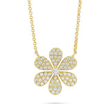 18K Gold 3.56ct Diamond Flower Necklace