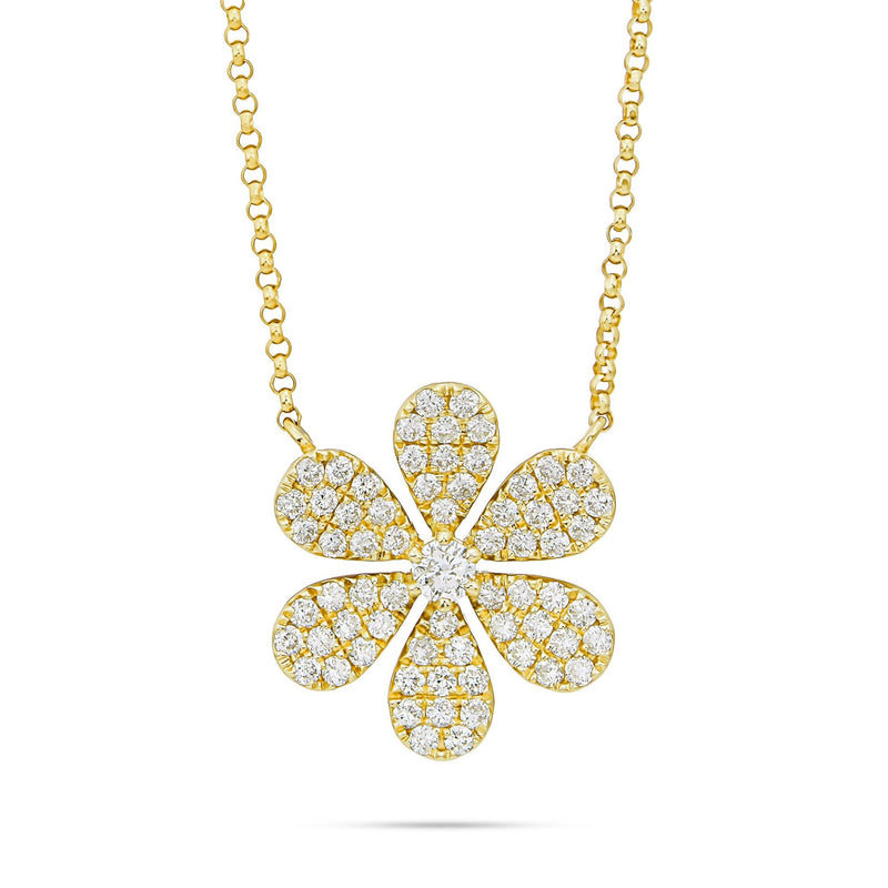 18K Gold 3.56ct Diamond Flower Necklace