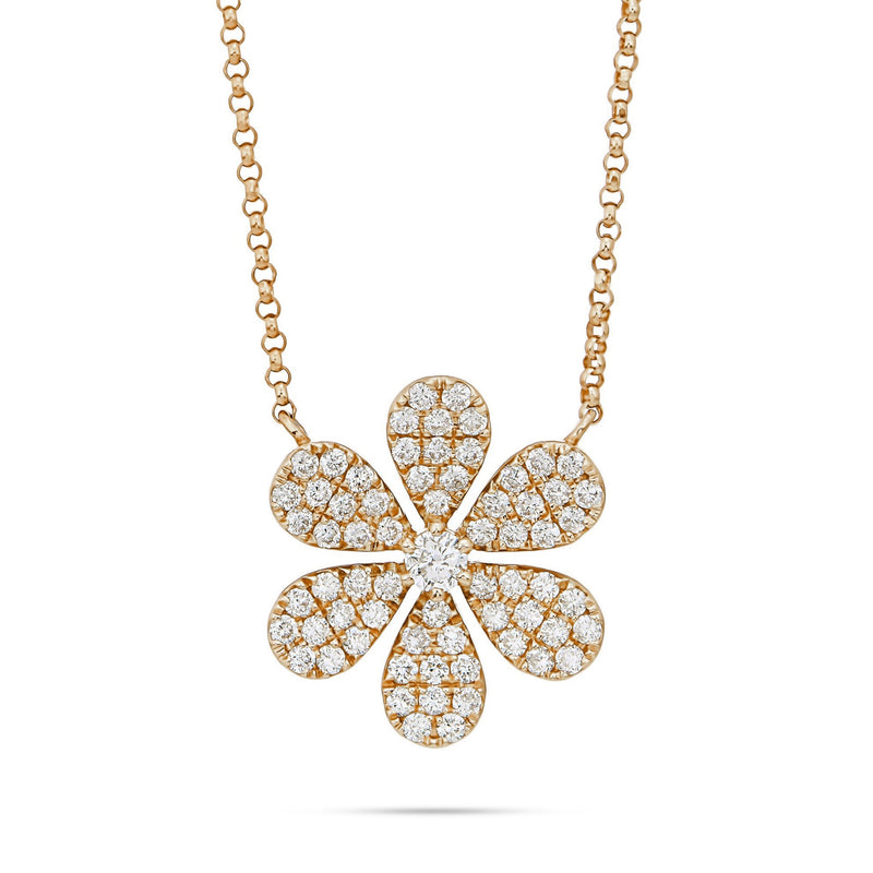 18K Gold 3.56ct Diamond Flower Necklace