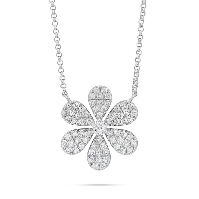 18K Gold 3.56ct Diamond Flower Necklace