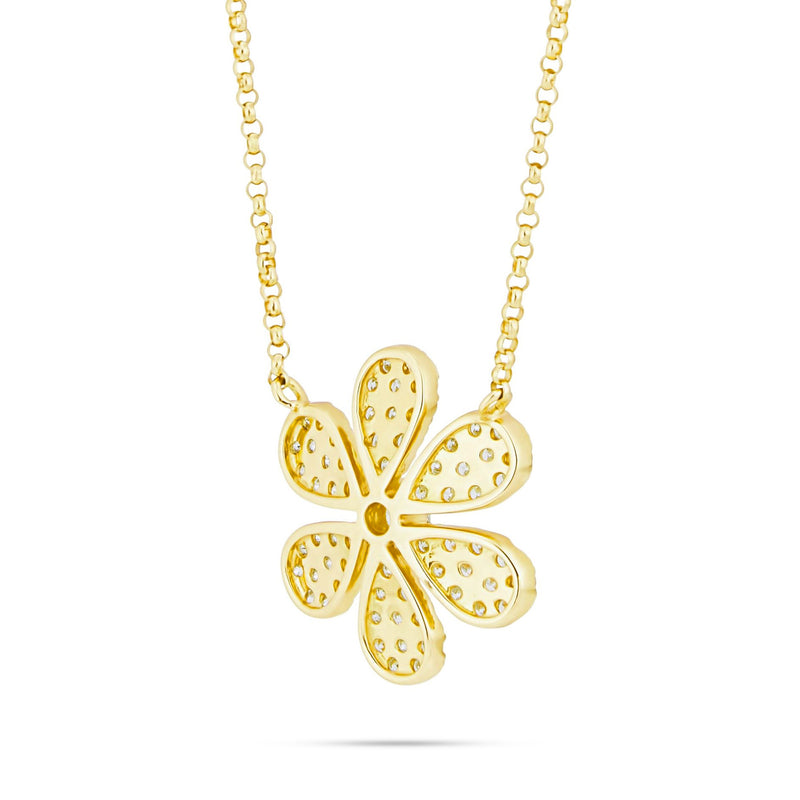18K Gold 3.56ct Diamond Flower Necklace