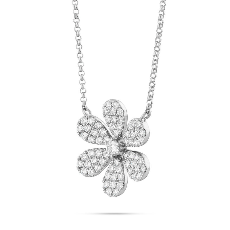 18K Gold 3.56ct Diamond Flower Necklace