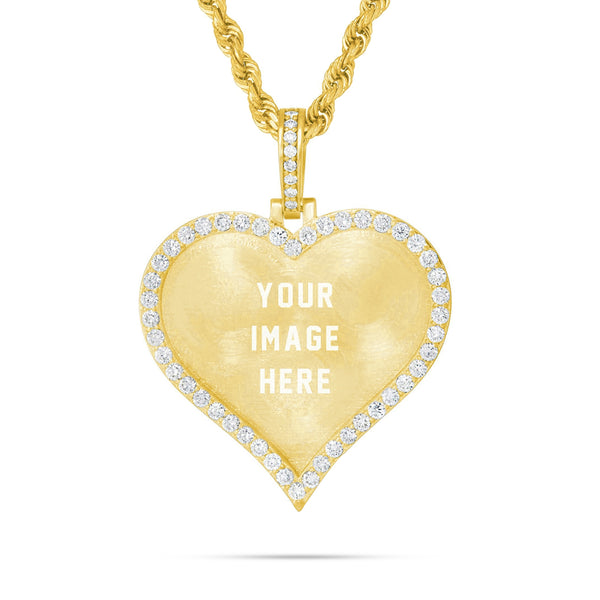 Medium Gold & Diamond Heart Picture Pendant