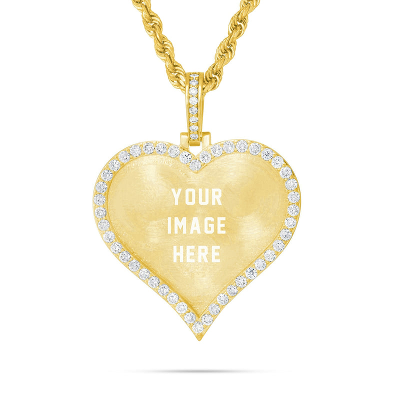 Medium Gold & Diamond Heart Picture Pendant
