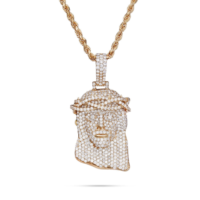 14K Gold 5.29ct Diamond Jesus Head Pendant