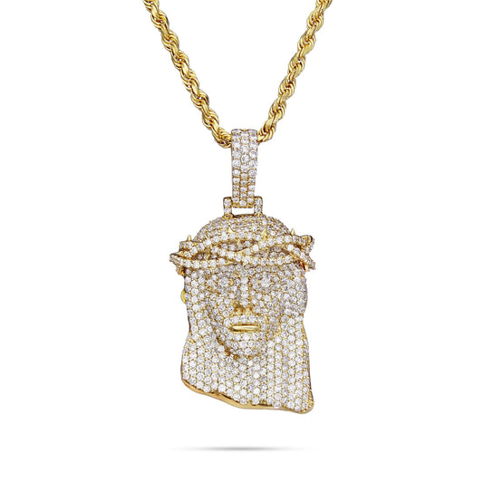 14K Gold 5.29ct Diamond Jesus Head Pendant