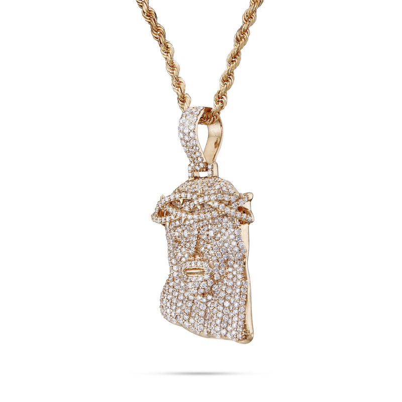 14K Gold 5.29ct Diamond Jesus Head Pendant