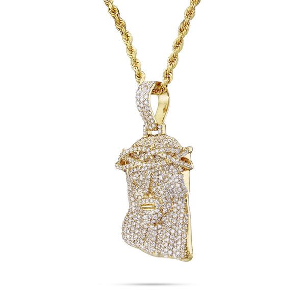 14K Gold 5.29ct Diamond Jesus Head Pendant