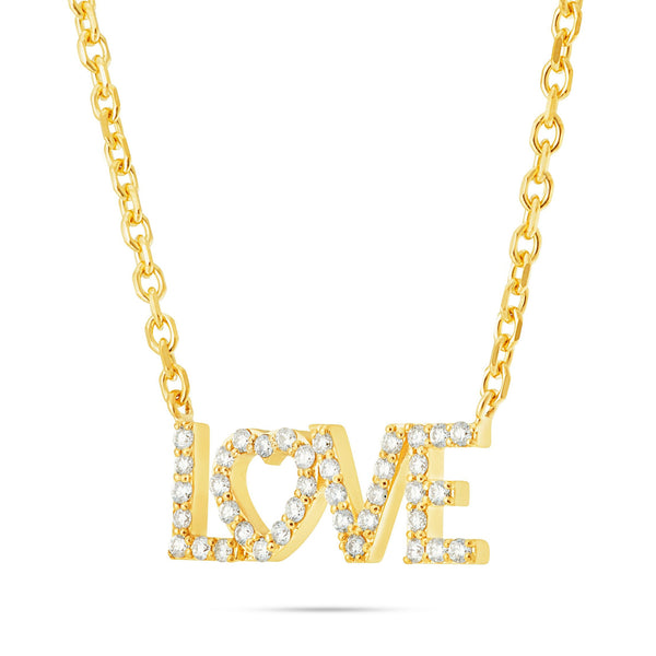 14K Gold 0.46ct Diamond LOVE Necklace