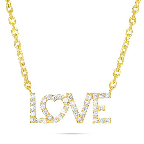14K Gold 0.46ct Diamond LOVE Necklace