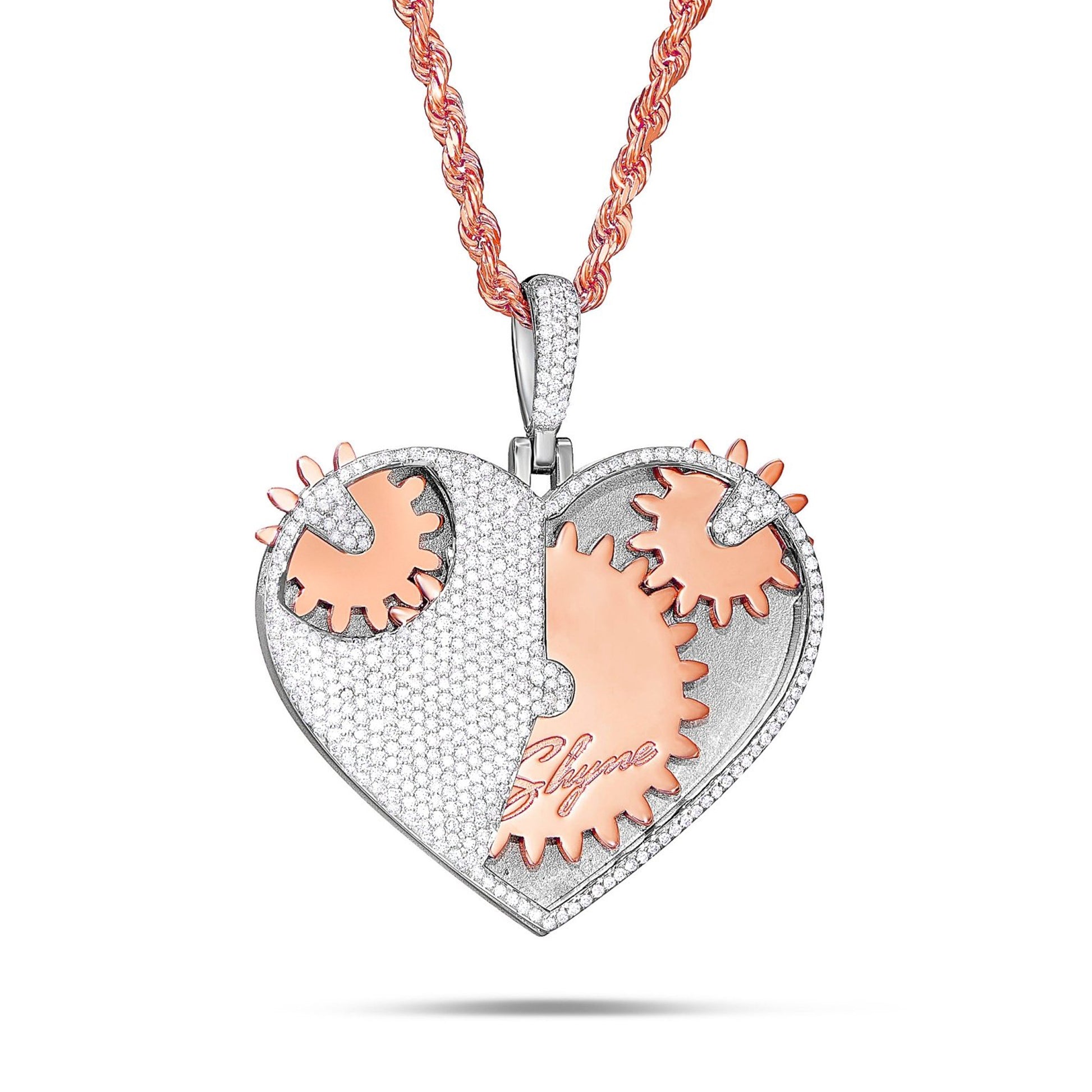 Shyne Collection 10K Gold 2.24ct Diamond Mechanical Heart Pendant