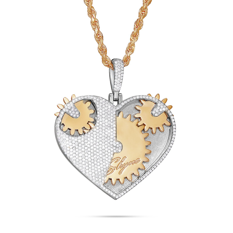 Shyne Collection 10K Gold 2.24ct Diamond Mechanical Heart Pendant