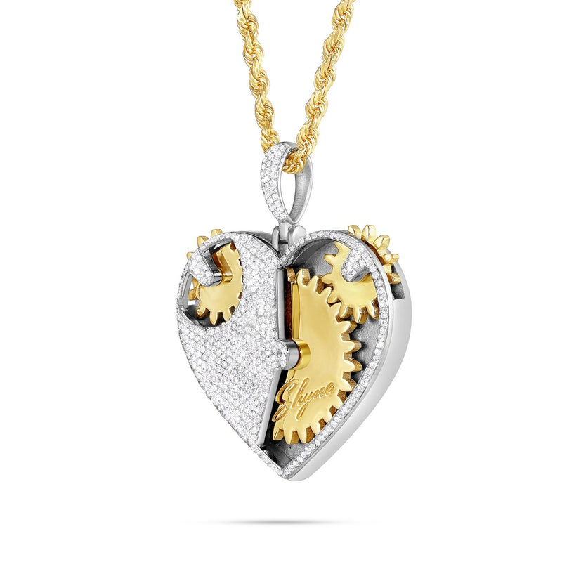 Shyne Collection 10K Gold 2.24ct Diamond Mechanical Heart Pendant