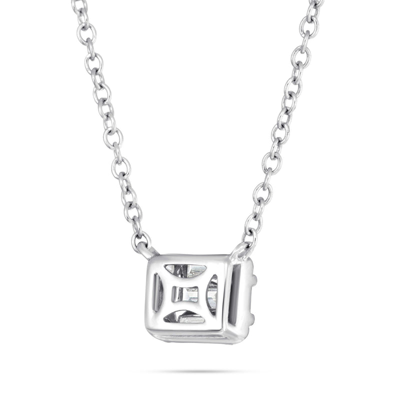 18K White Gold 0.30ct Baguette Diamond Rectangle Necklace